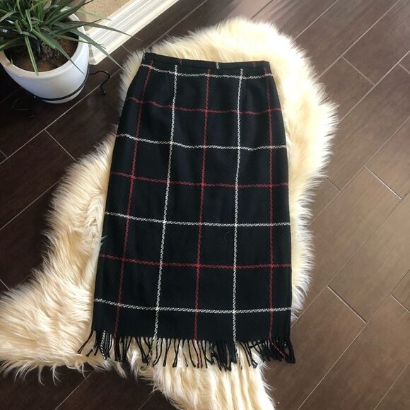 Nouveaux vintage wool chunky plaid skirt sz 14 - Picture 1 of 7